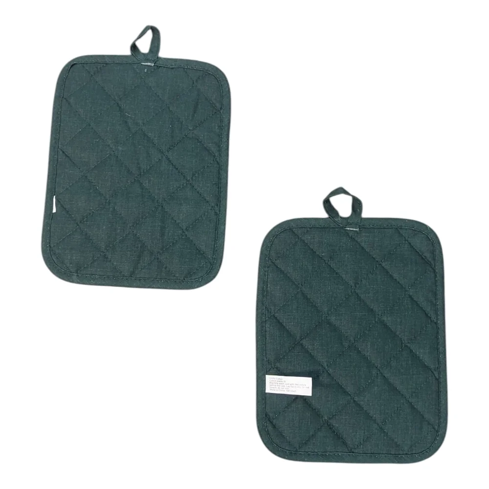 Vintage Pair Fall Thanksgiving Quilted Pumpkin Cornucopia Pocketed Potholders